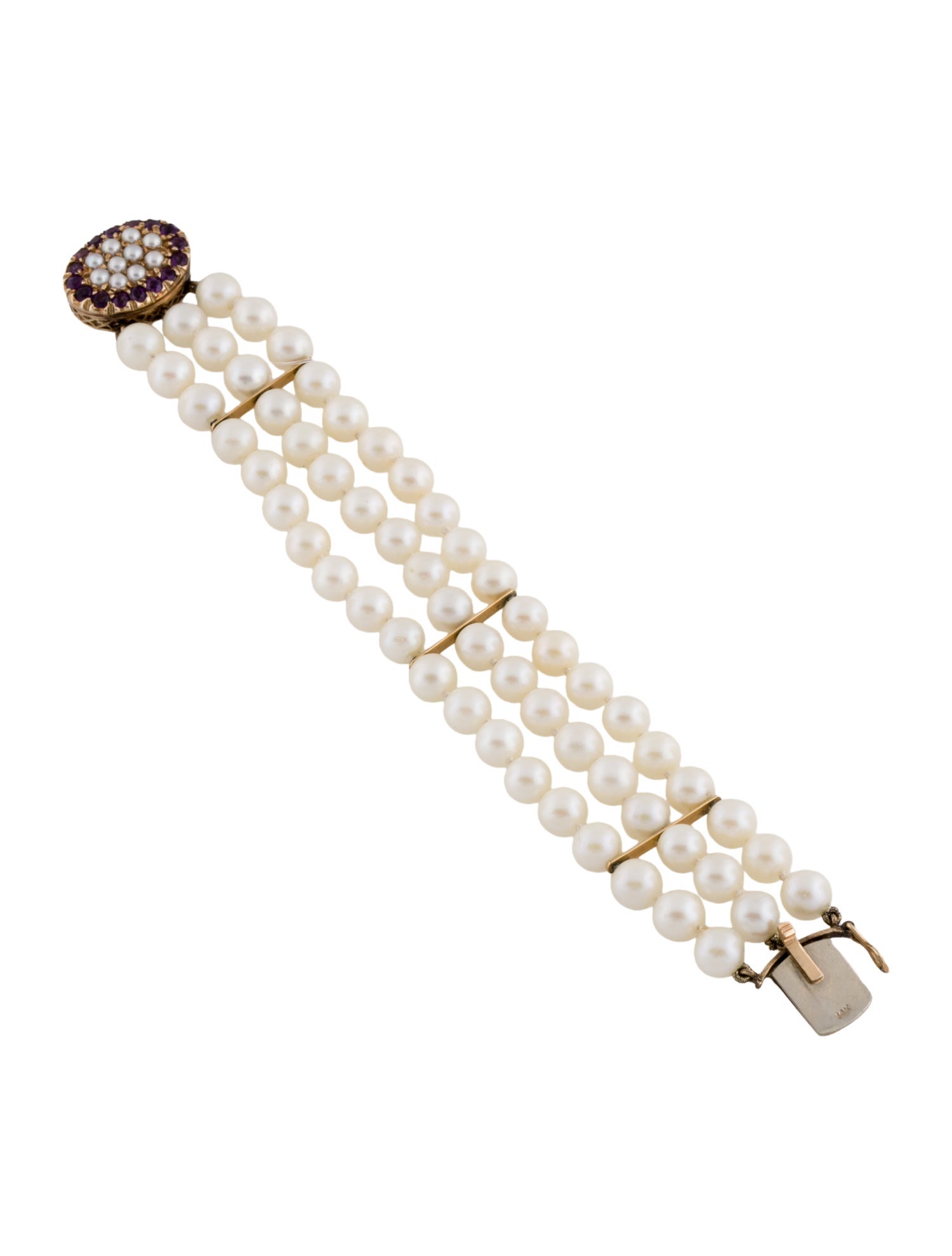 Bracelet 14K Pearl & Amethyst Multistrand Bracelet