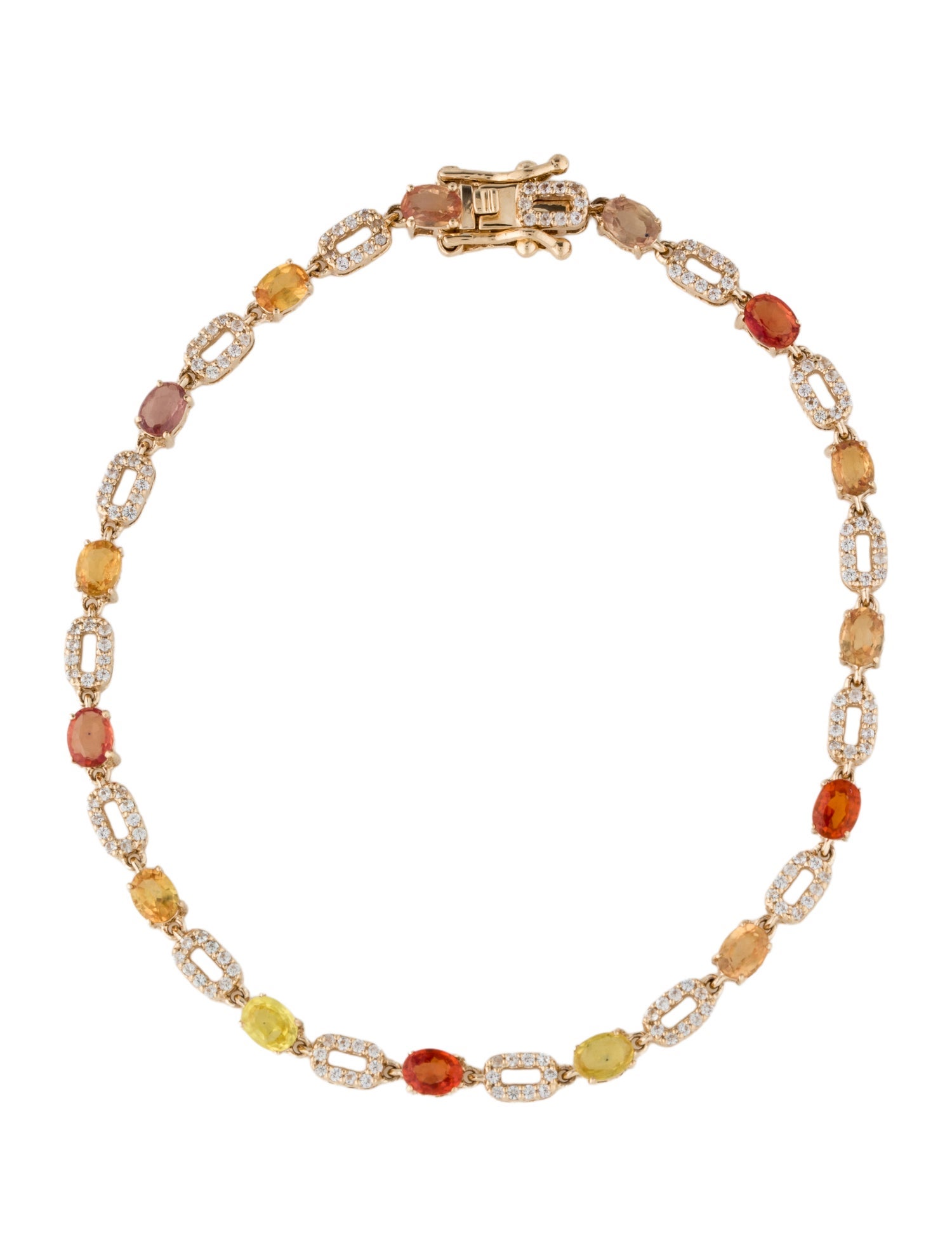 Bracelet 14K 3.98ctw Multi-Color Sapphire Link Bracelet