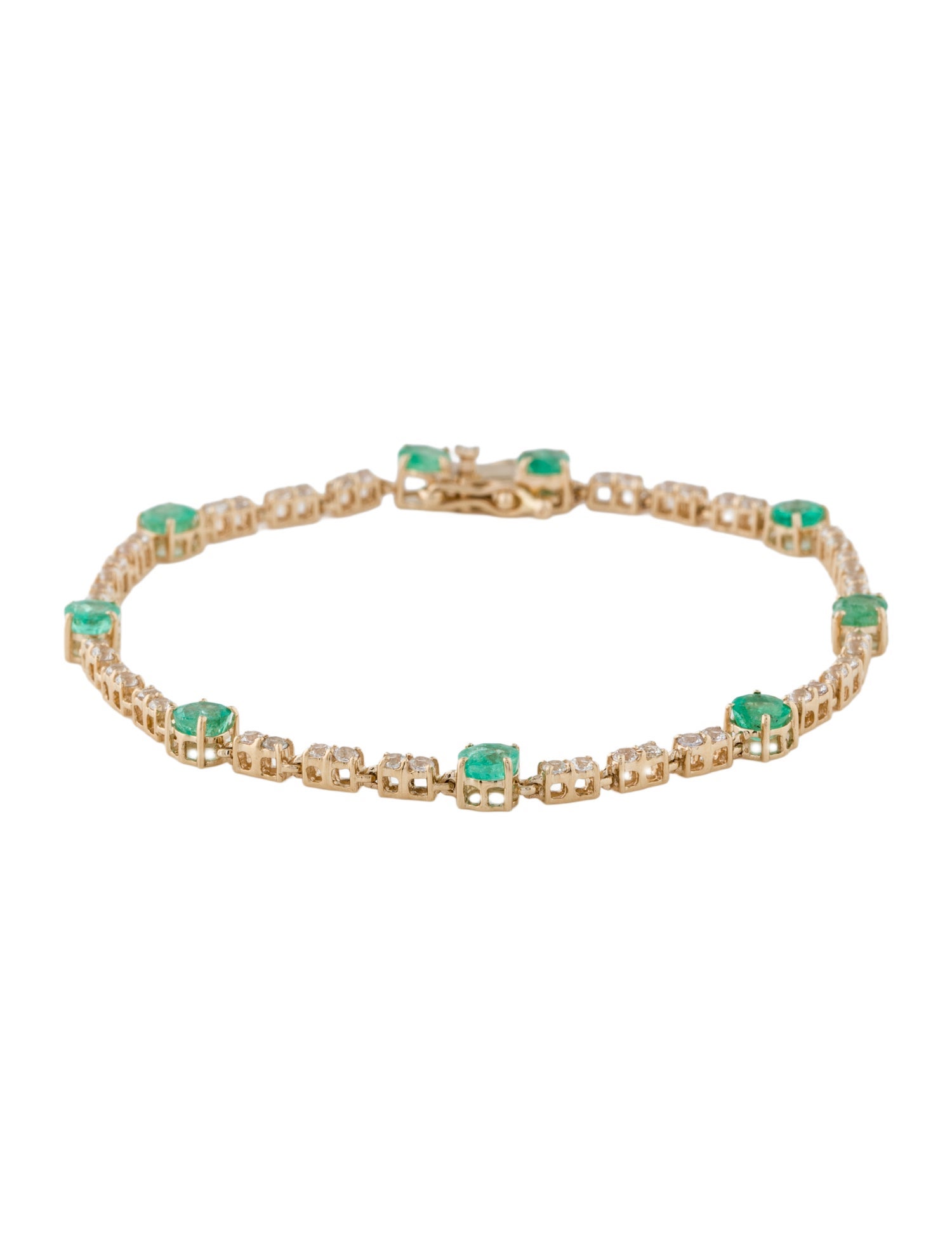 Bracelet 14K 1.69ctw Emerald & Colorless Sapphire Tennis Bracelet