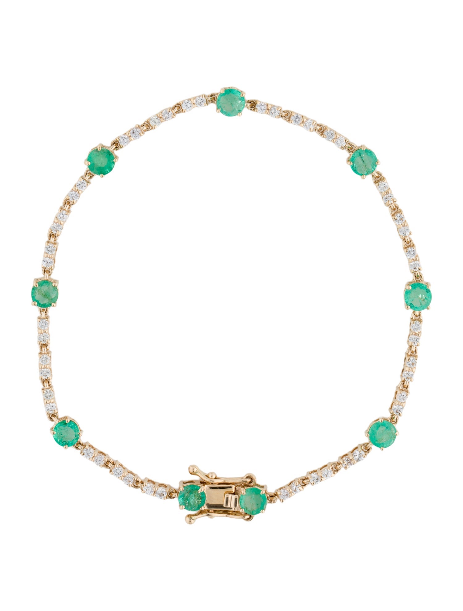 Bracelet 14K 1.69ctw Emerald & Colorless Sapphire Tennis Bracelet