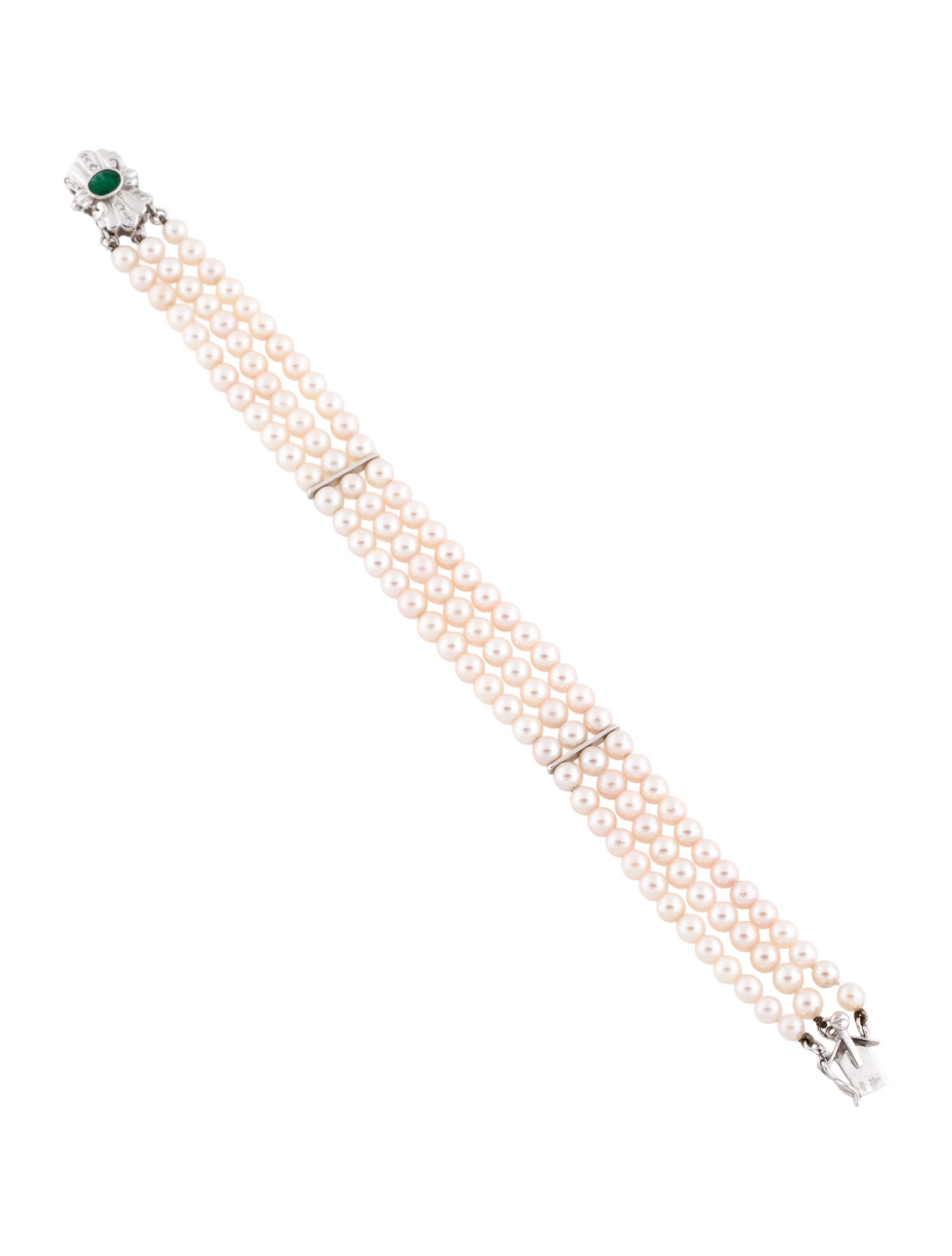 Bracelet 18K Pearl, Emerald & Diamond Multistrand