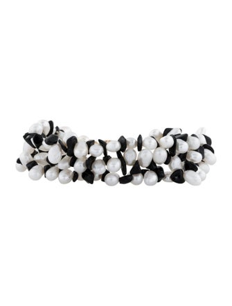 Bracelet 14K Pearl & Onyx Multistrand Bracelet