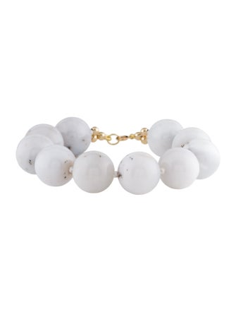 Bracelet 14K Dendritic Opal & Chalcedony Bead Bracelet