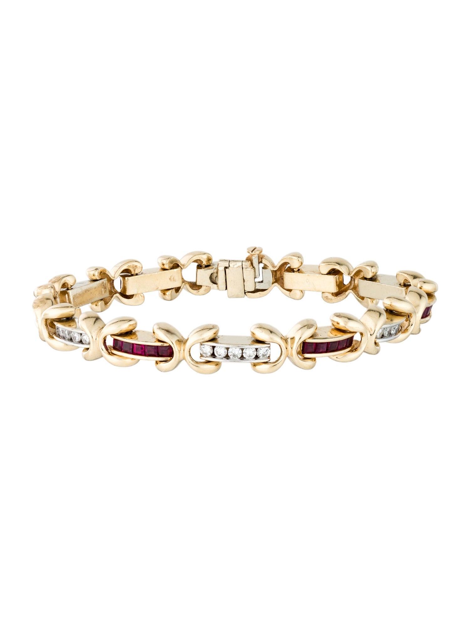 Bracelet 14K Ruby & Diamond Link Bracelet