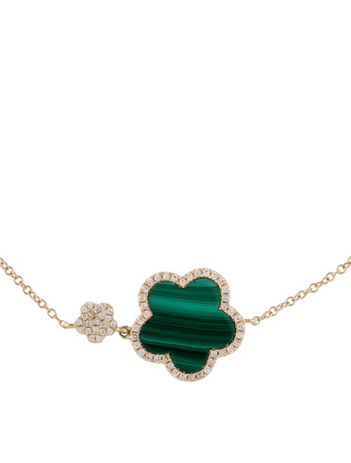 Bracelet 14K Malachite & Diamond Clover Station Bracelet