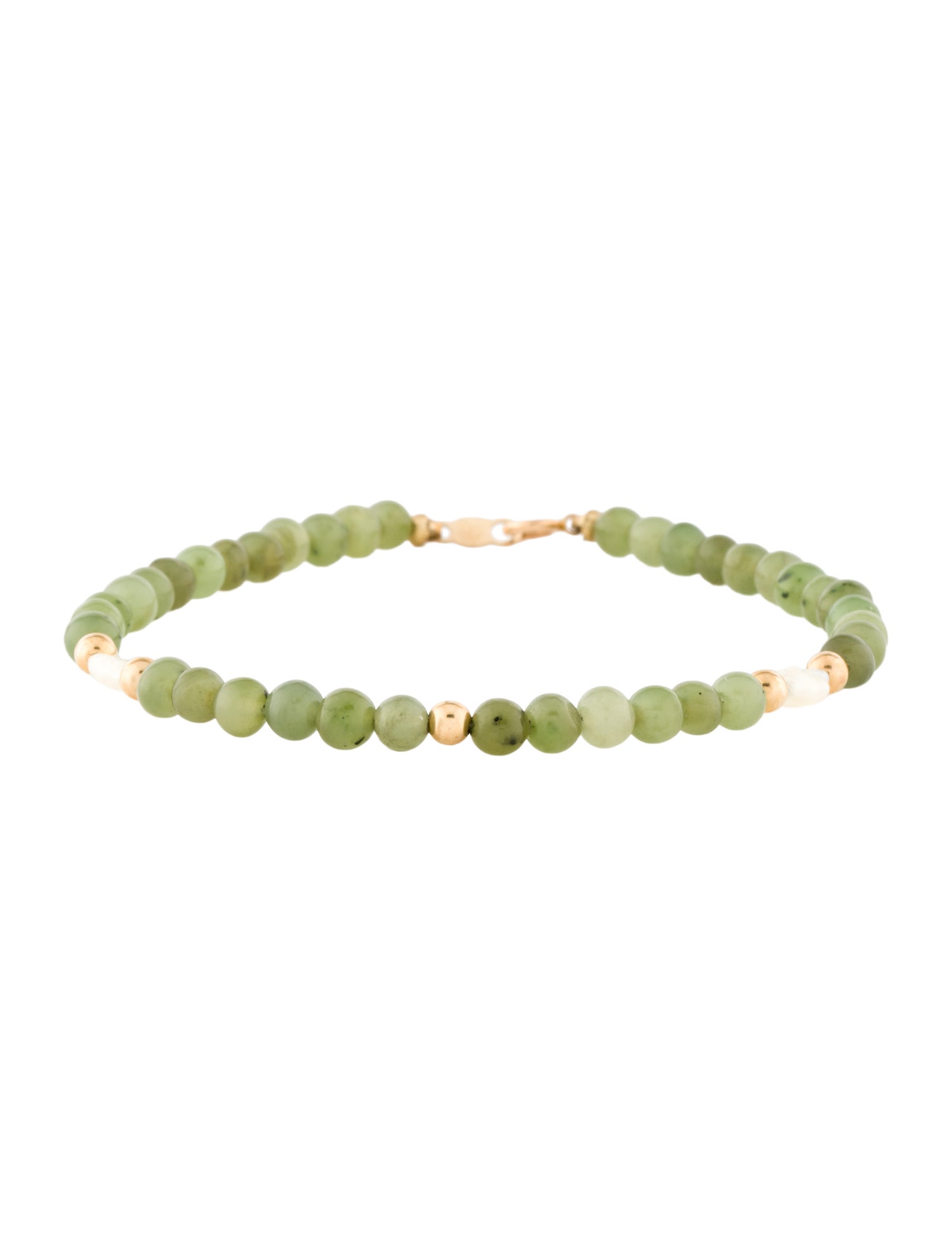 Bracelet 14K Pearl & Nephrite Bead