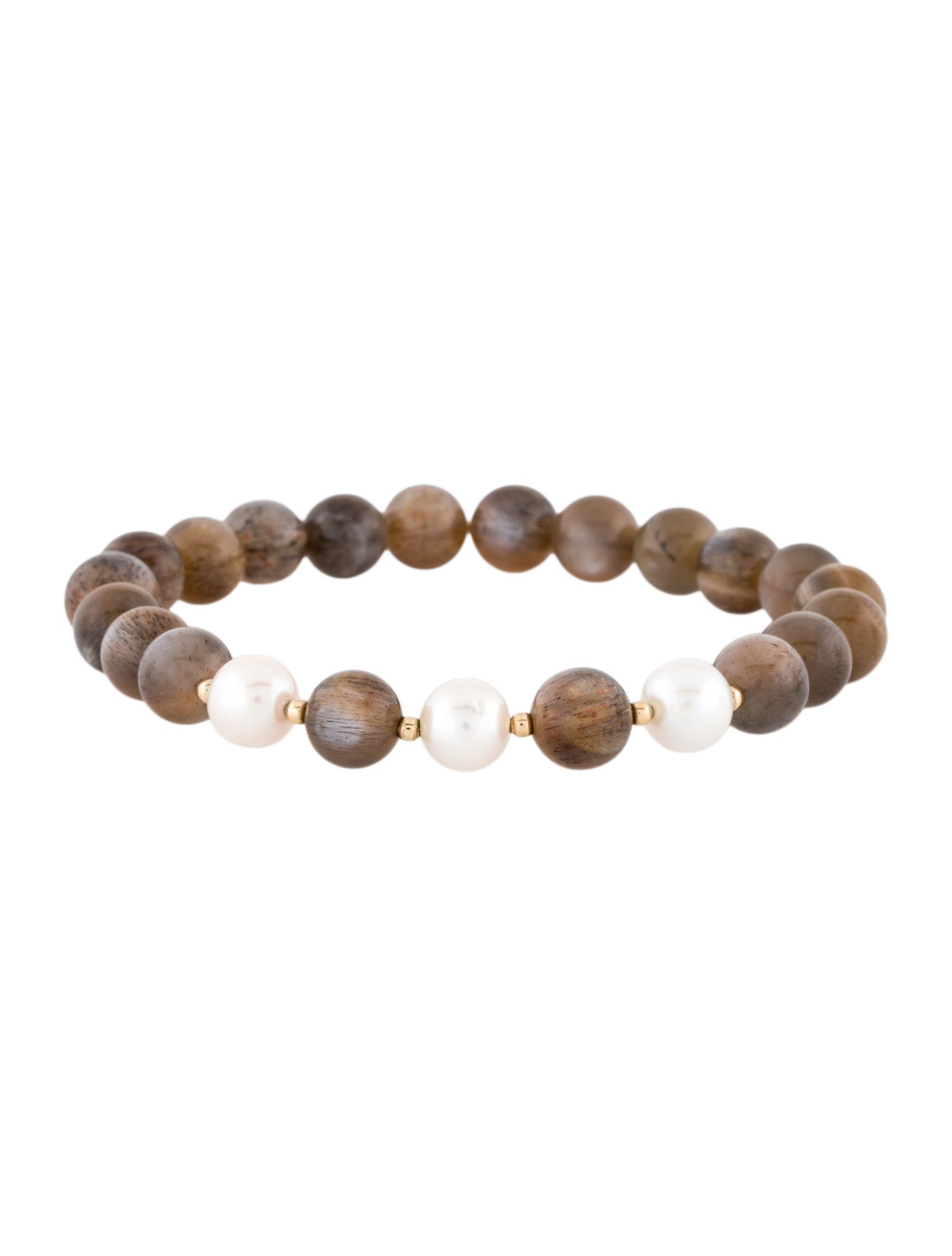 Bracelet 18K Pearl & Sunstone Station Bead