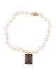 Bracelet 14K Pearl & Smoky Quartz Charm & Bead Strand Bracelet