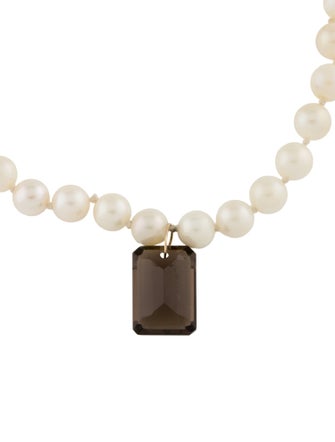 Bracelet 14K Pearl & Smoky Quartz Charm & Bead Strand Bracelet