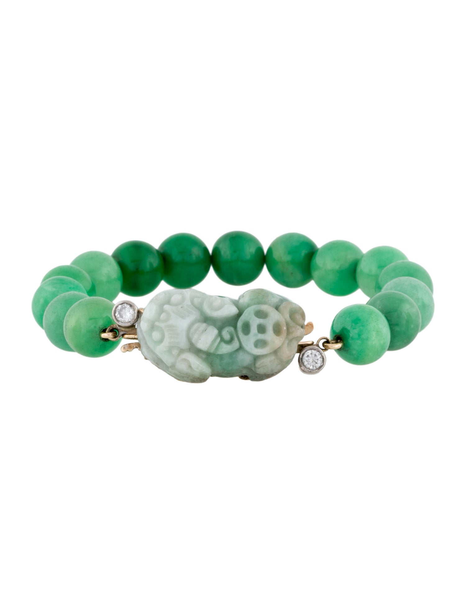 Bracelet 14K Dyed Jadeite & Diamond Station Bracelet