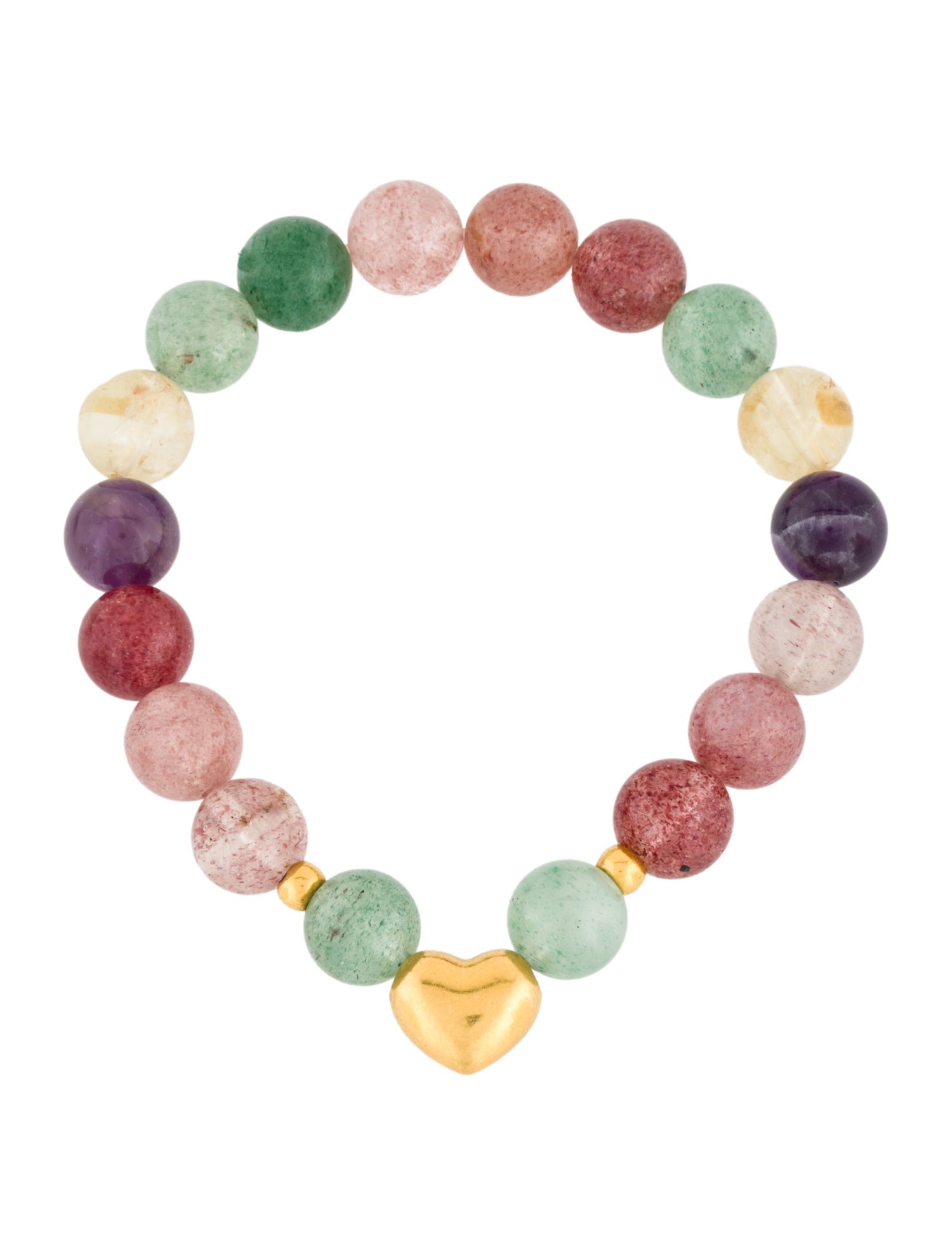 Bracelet 24K Multistone Heart Stretch Bead