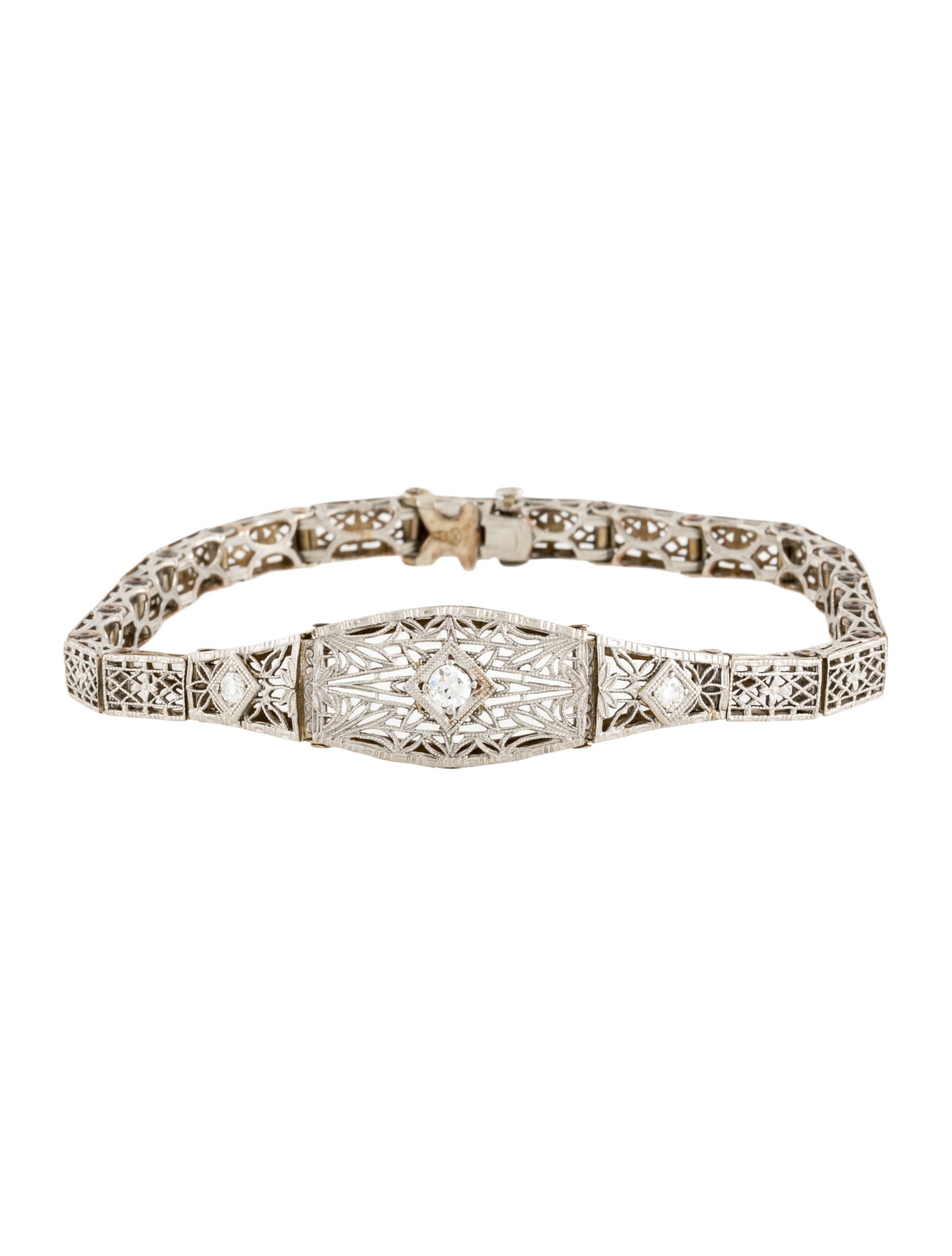 Bracelet Art Deco Platinum Diamond Link