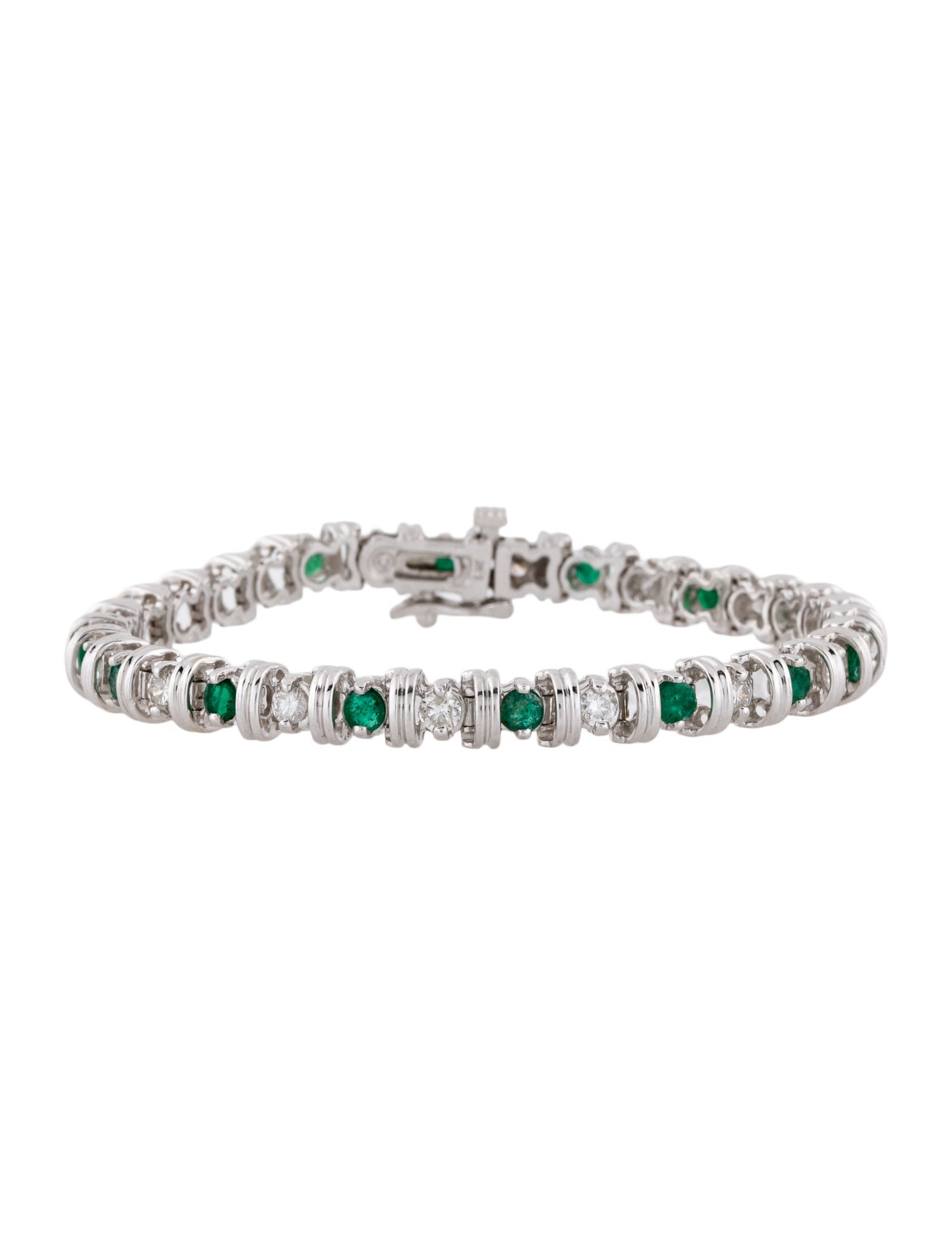Bracelet 14K Emerald & Diamond Line Bracelet