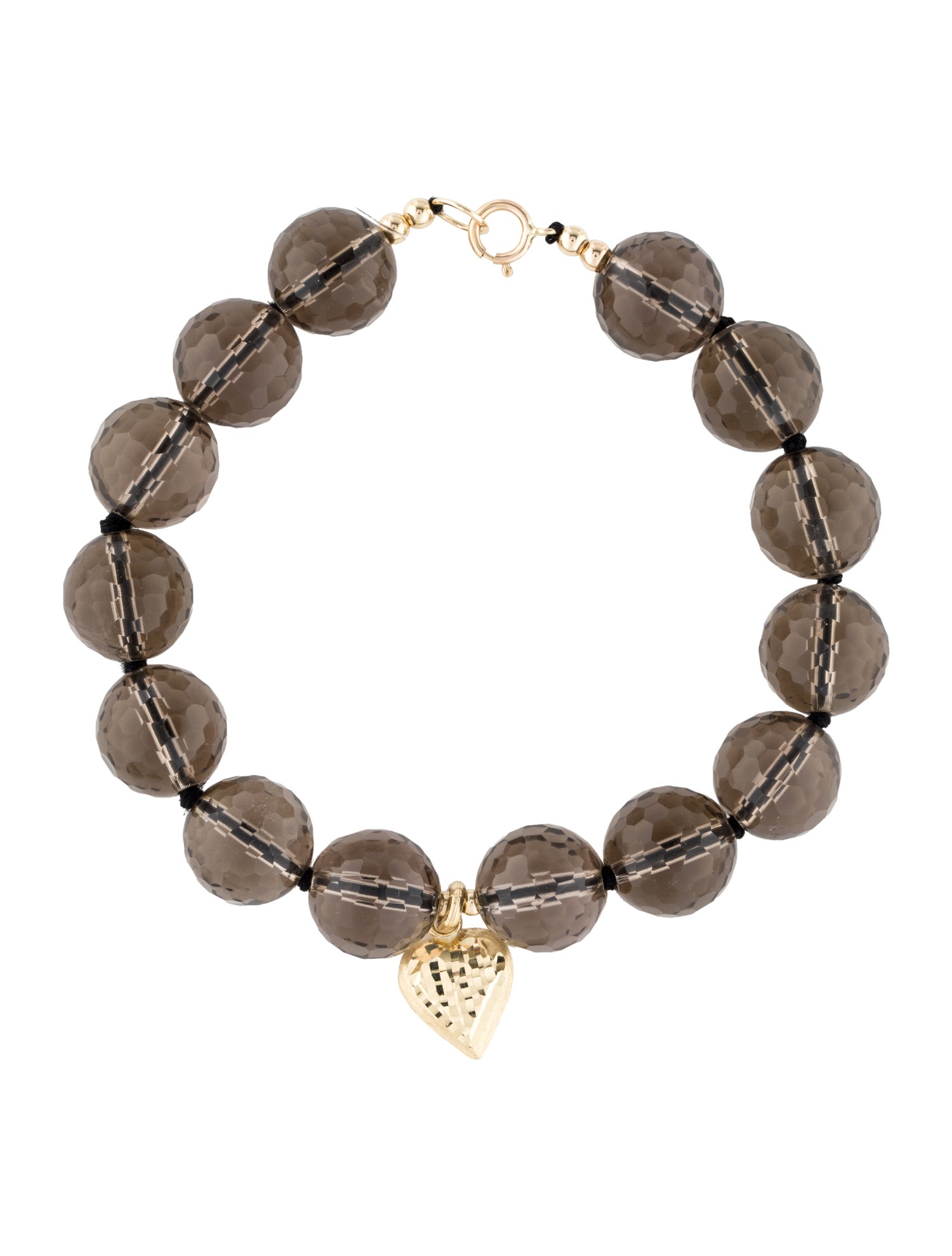 Bracelet 14K Smoky Quartz Heart Bead