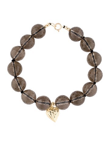 Bracelet Bead 14K Smoky Quartz Heart