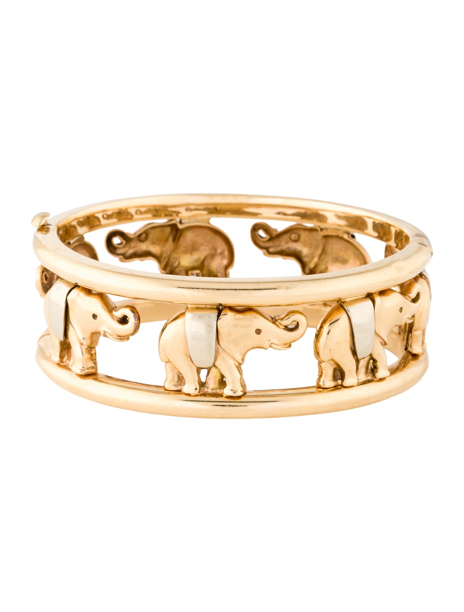 Bracelet 14K Two-Tone Elephant Hinged Bracelet