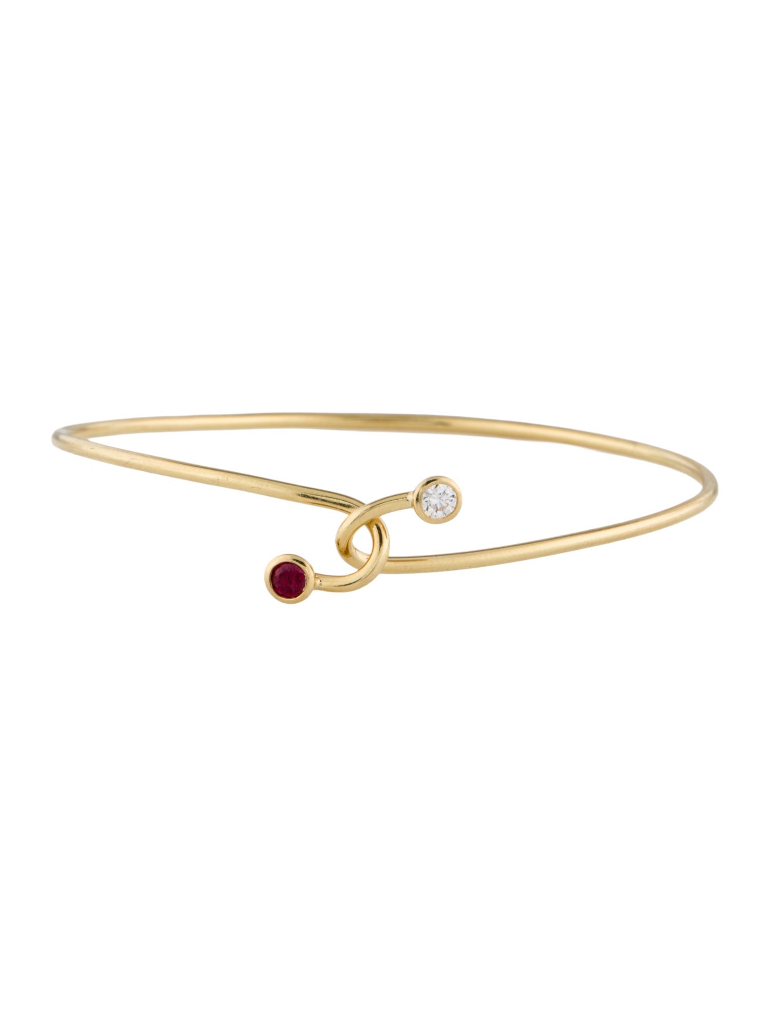 Bracelet 14K Ruby & Diamond Bypass Bangle