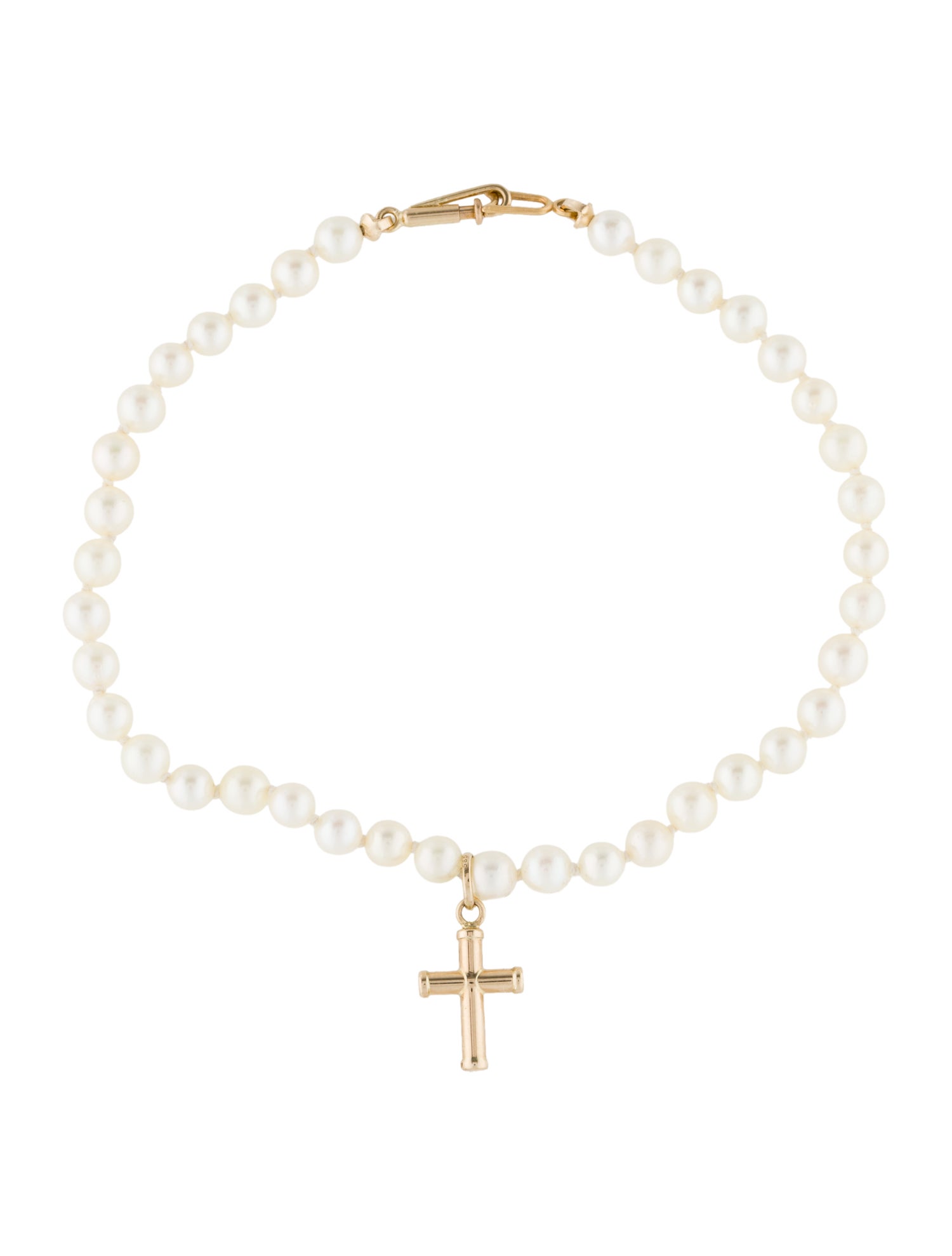 Bracelet 14K Pearl Cross Charm