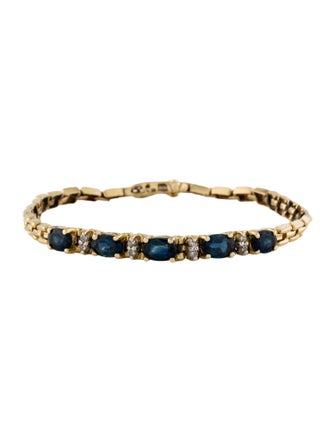 Bracelet 14K 3.03ct. Sapphire & Diamond Station Link Bracelet