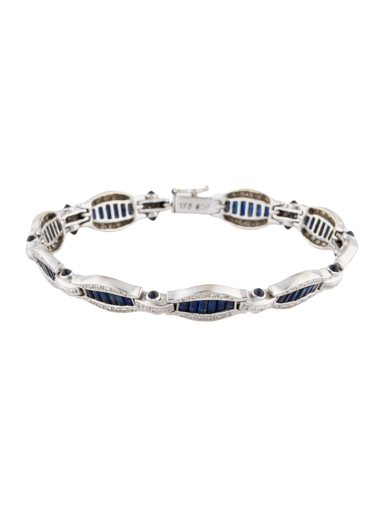 Bracelet 18K 5.40ctw Sapphire & Diamond Link Bracelet