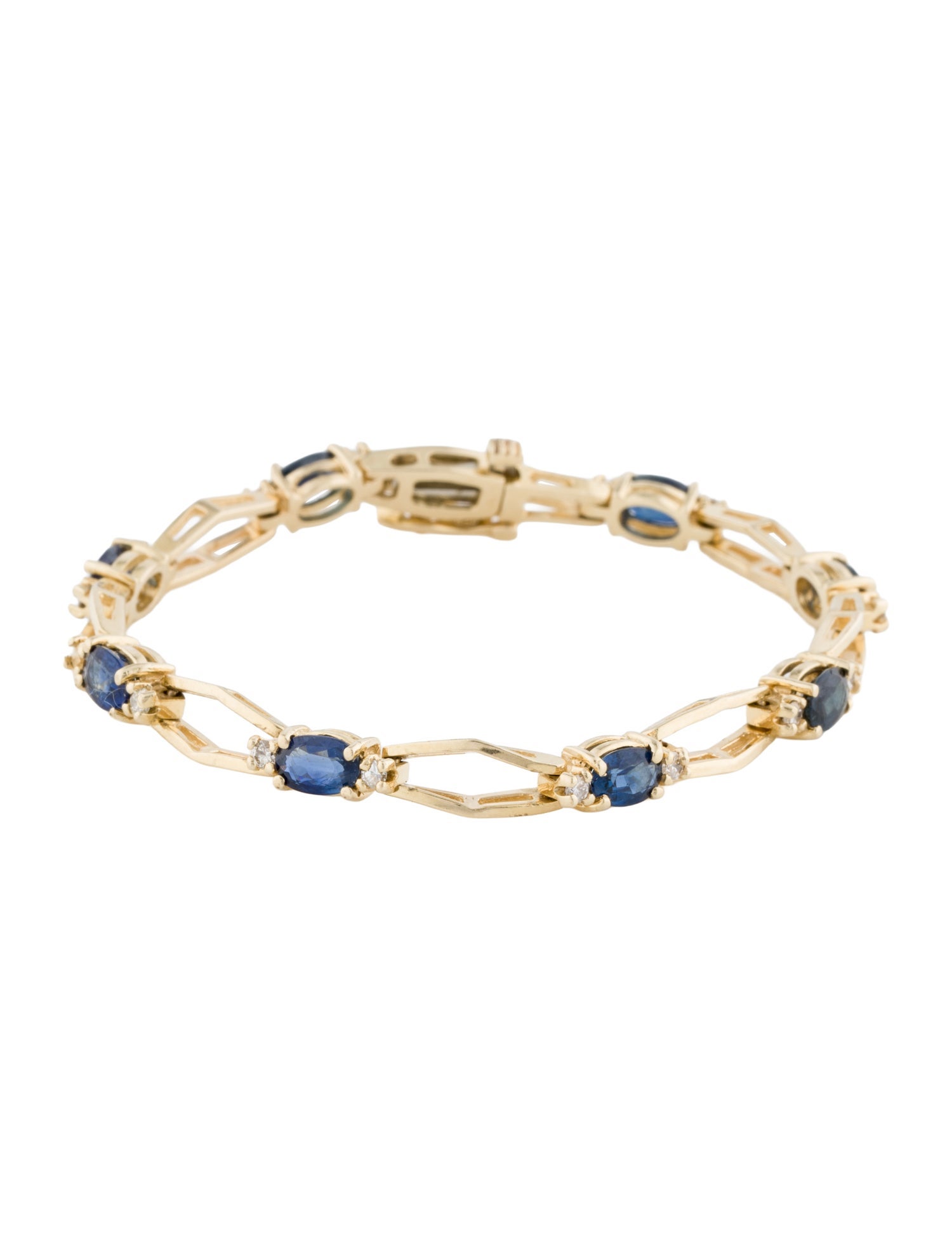Bracelet 14K 3.27ctw Sapphire & Diamond Link Bracelet