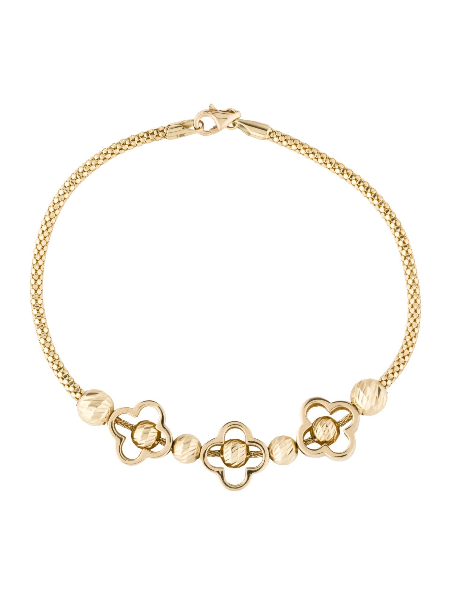 Bracelet 14K Ball Station Link Bracelet