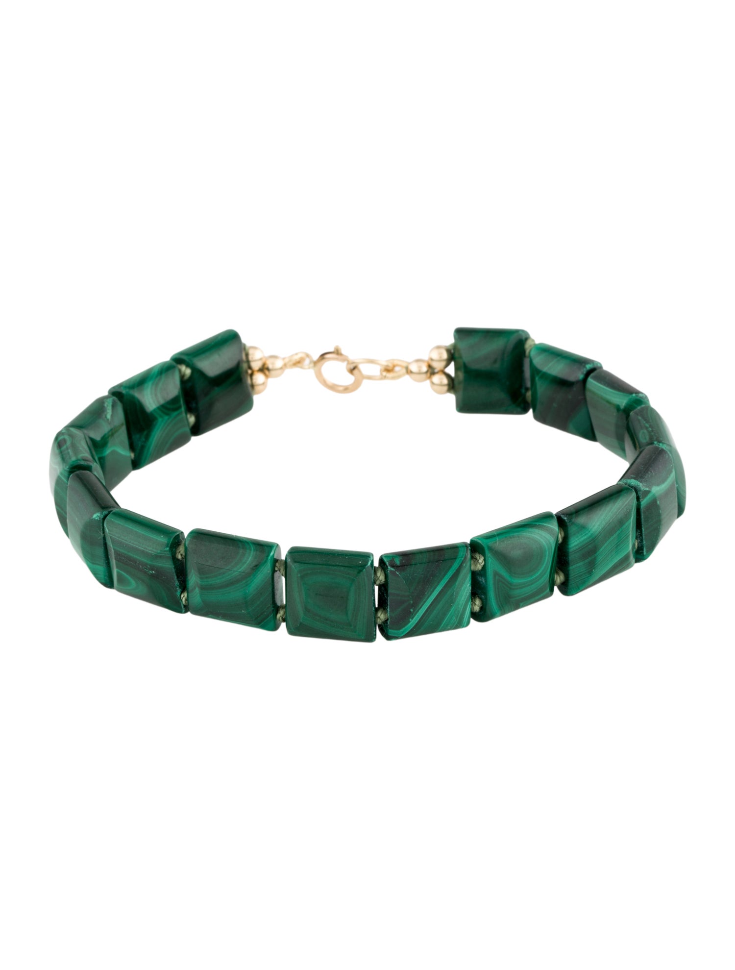 Bracelet 14K Malachite Bead Bracelet