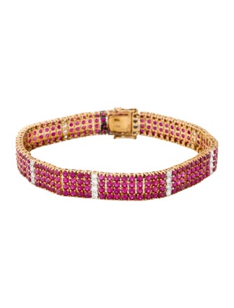 Bracelet 18K 10.22ctw Ruby & Diamond Link Bracelet