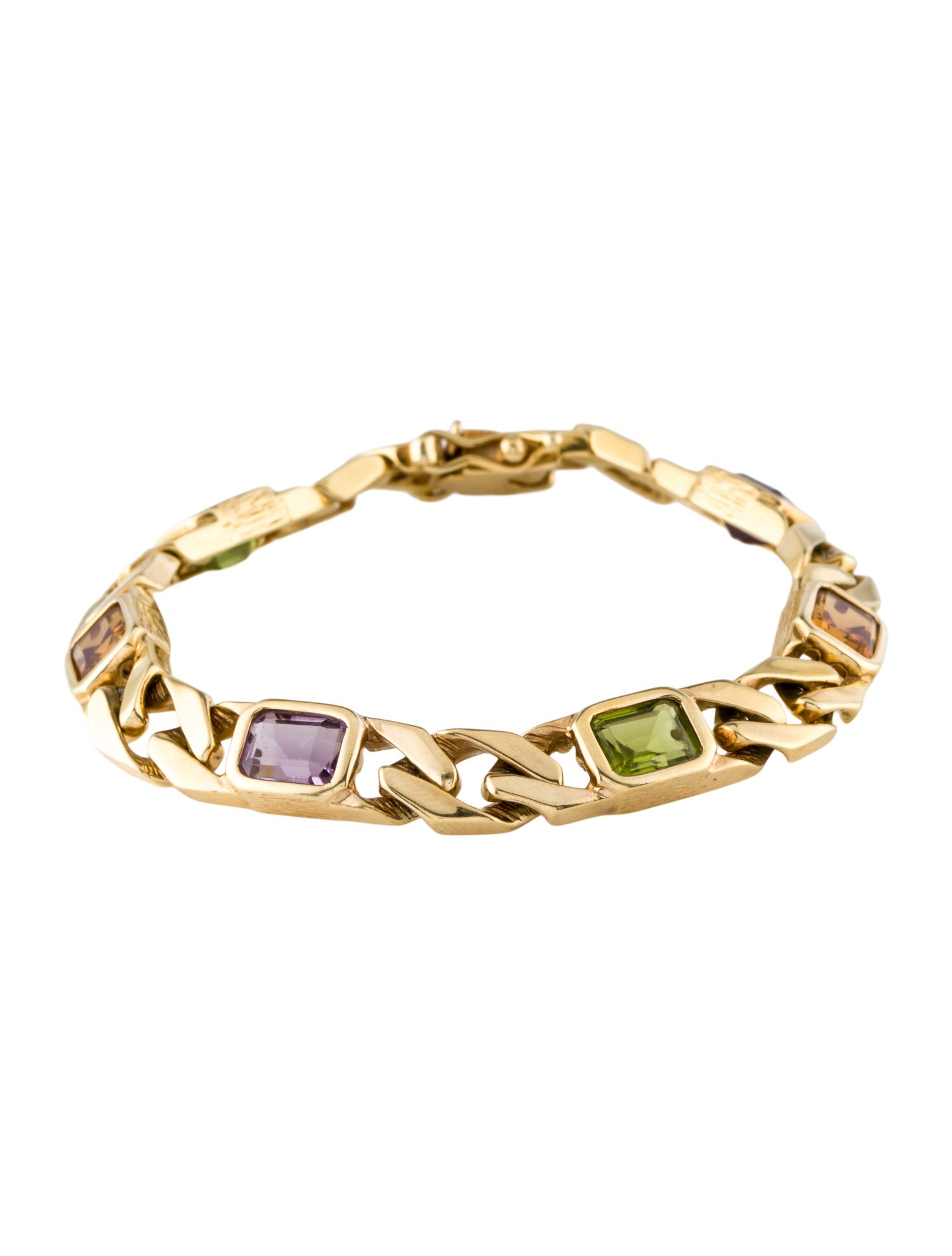 Bracelet 14K Amethyst, Citrine & Peridot Station Link