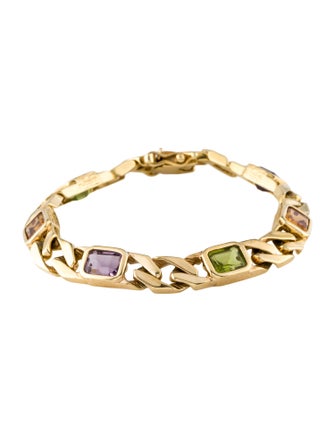 Bracelet 14K Amethyst, Citrine & Peridot Station Link Bracelet