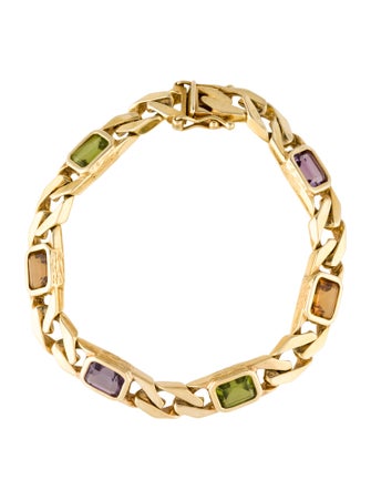 Bracelet 14K Amethyst, Citrine & Peridot Station Link Bracelet