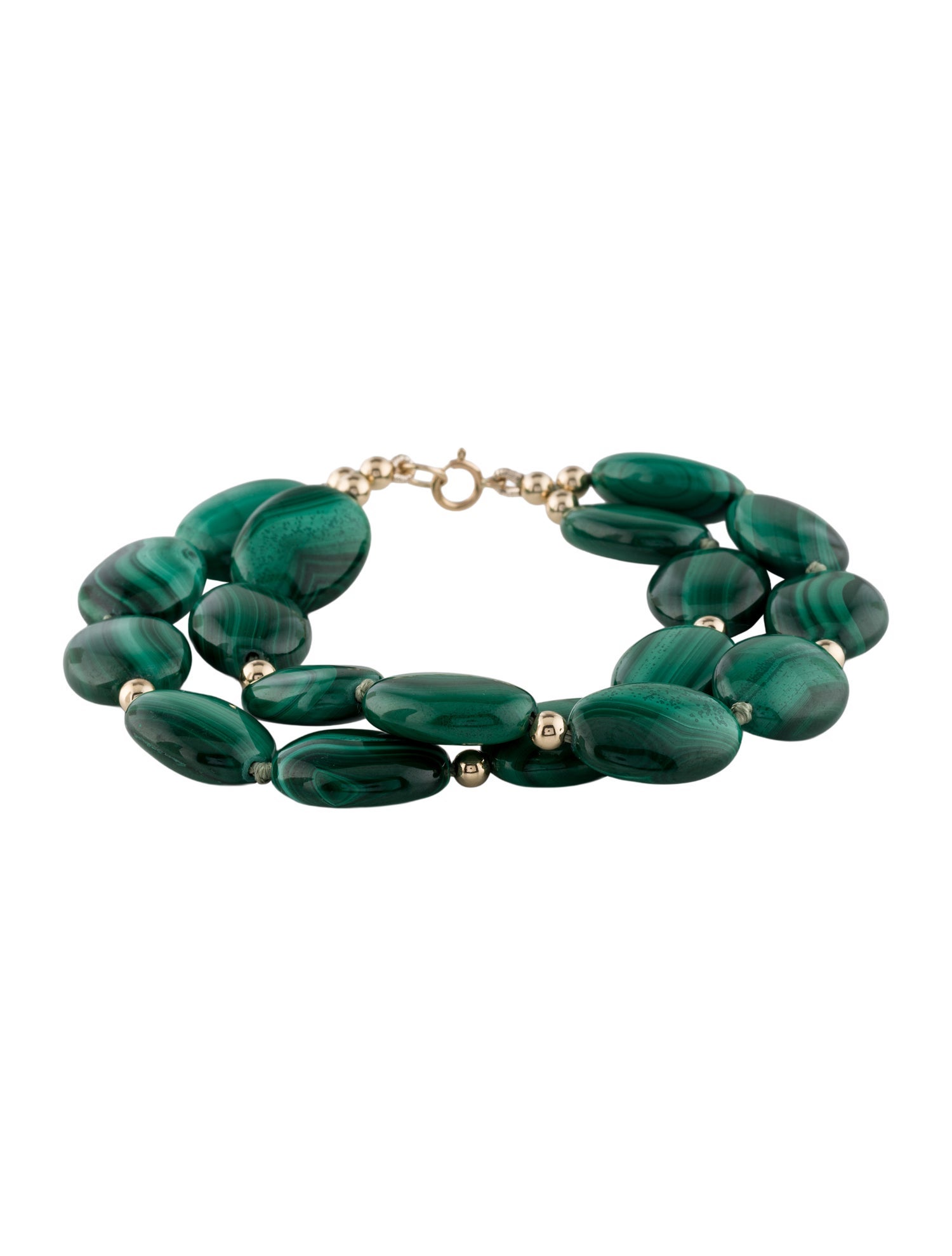 Bracelet 14K Malachite Beaded Double Strand Bracelet