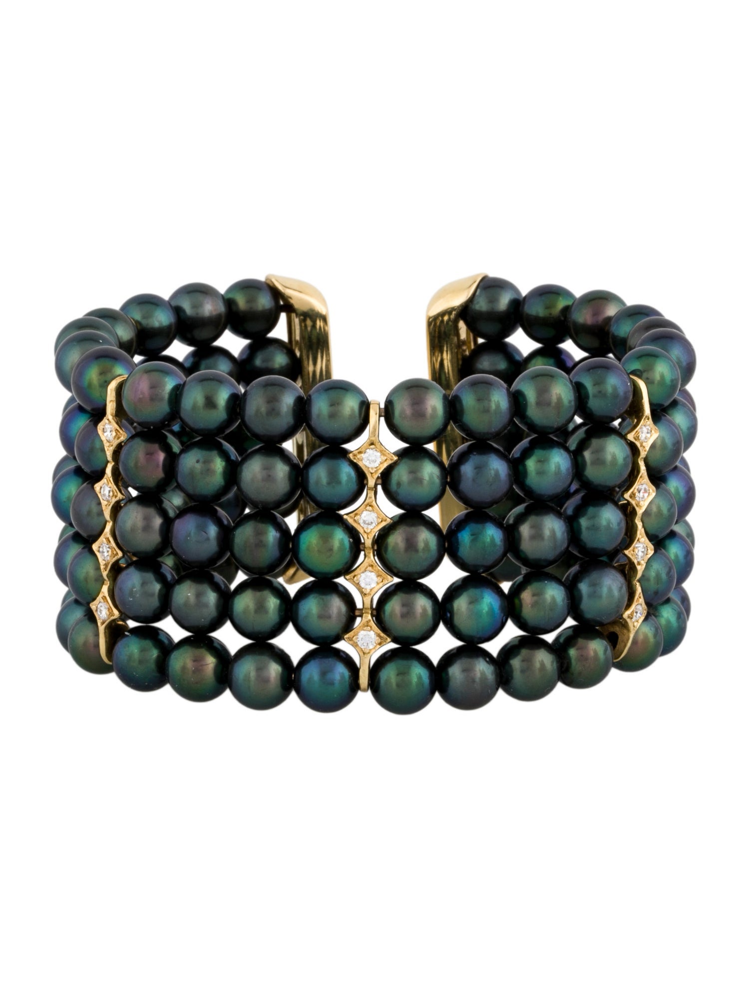 Bracelet 18K Dyed Pearl & Diamond Cuff Bracelet