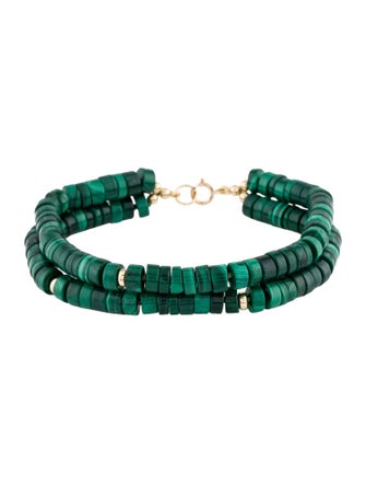 Bracelet 14K Malachite Double Strand Bead Bracelet