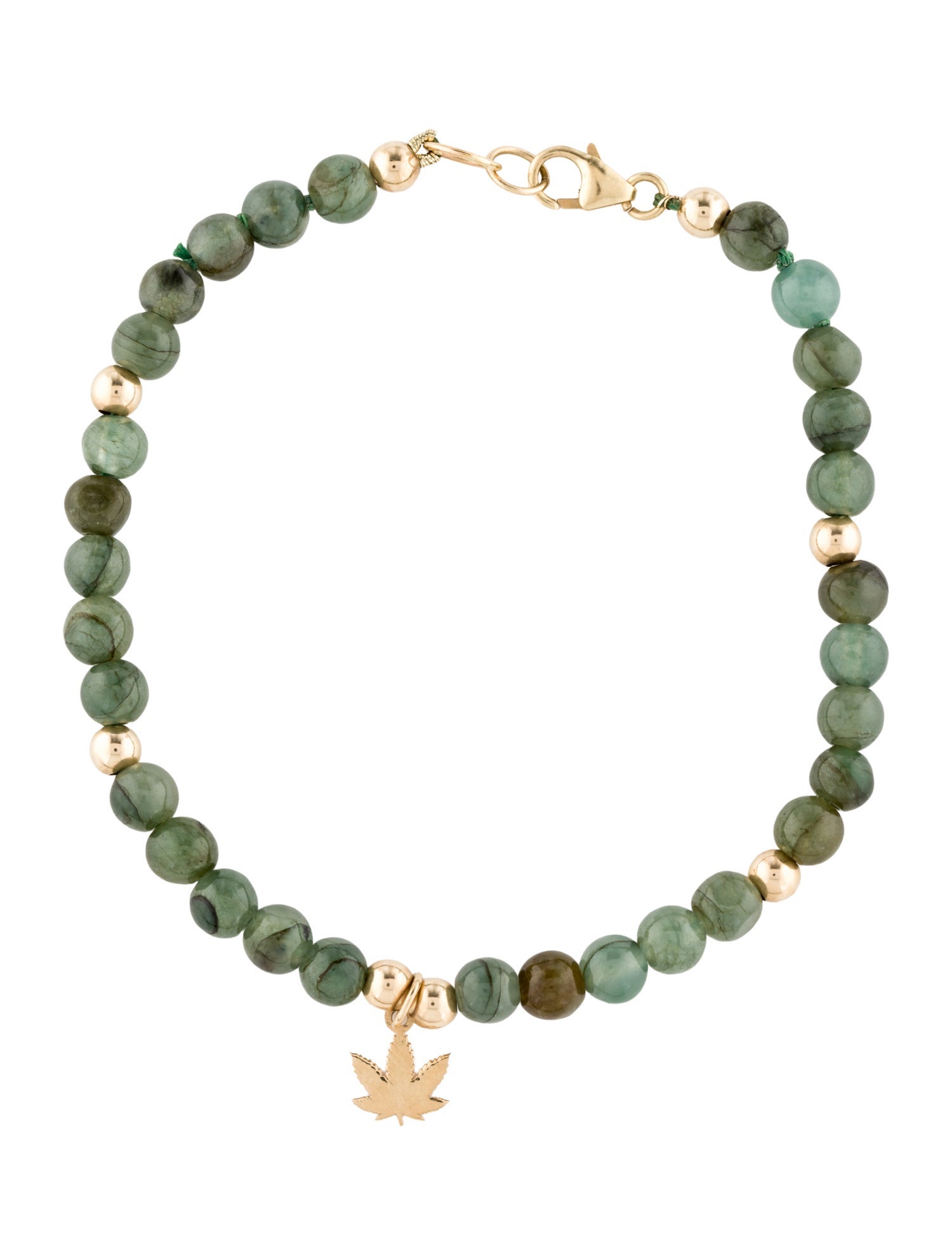 Bracelet 14K Jadeite Leaf Charm Bracelet