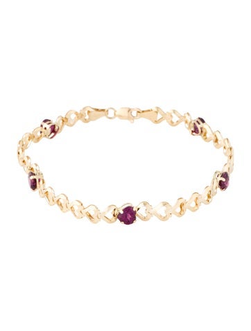 Bracelet Link 14K 3.84ctw Rhodolite Heart
