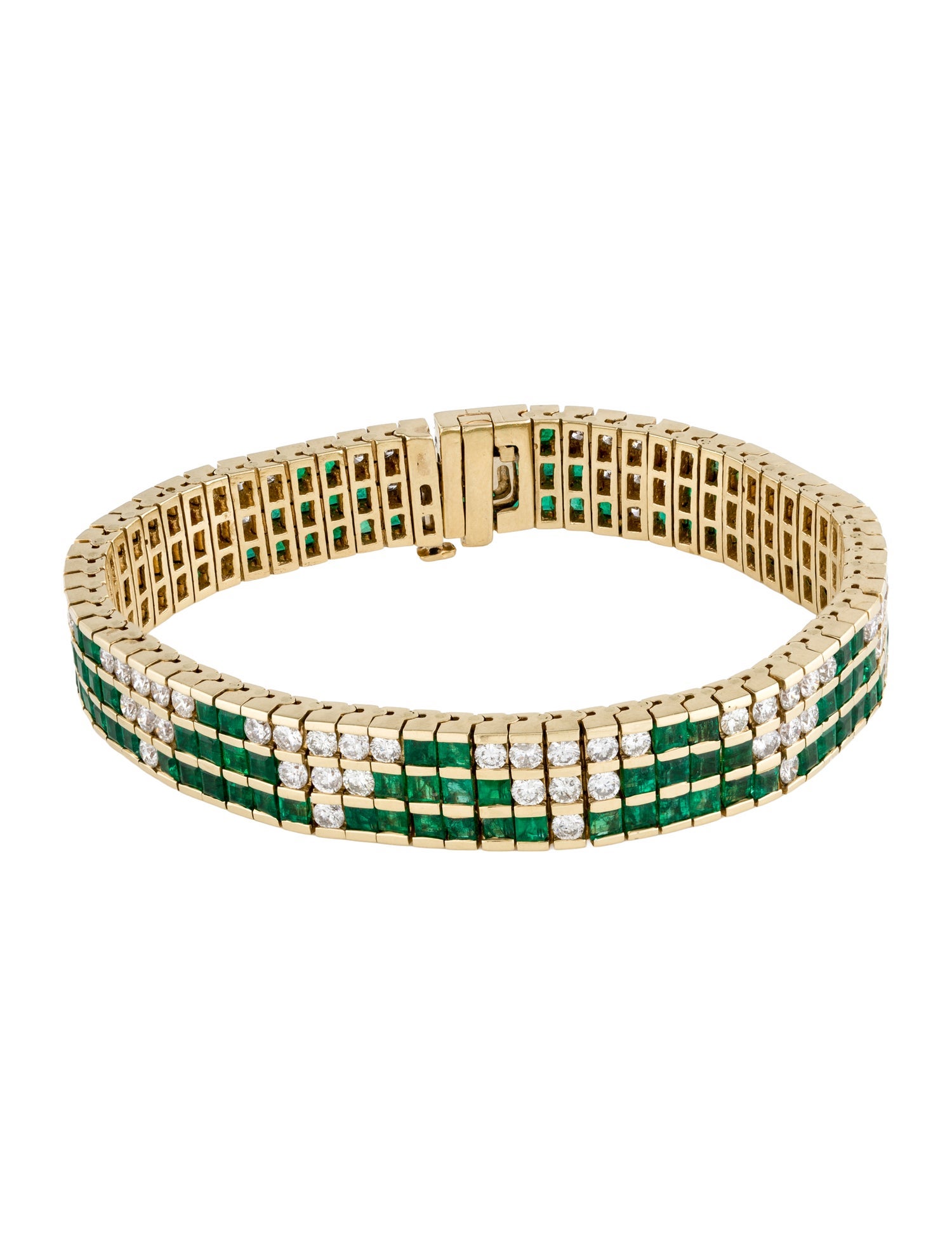 Bracelet 14K 8.52ctw Emerald & 5.85 Diamond Link Bracelet