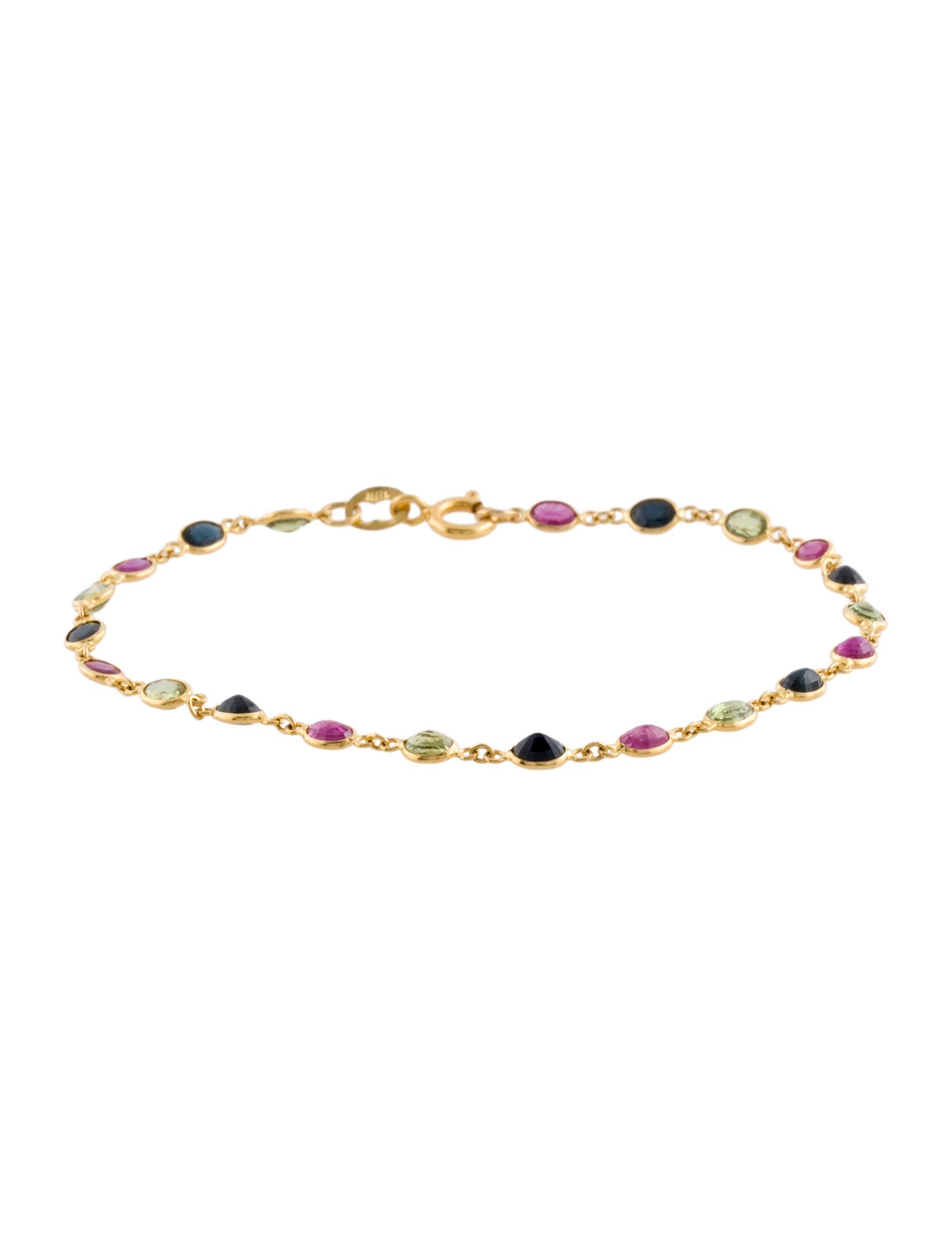 Bracelet 18K Sapphire & Ruby Bezel Link