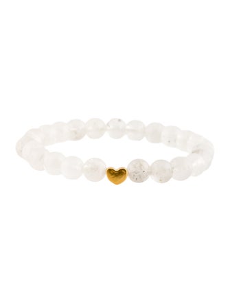 Bracelet 24K Quartz Heart Charm Bead Bracelet