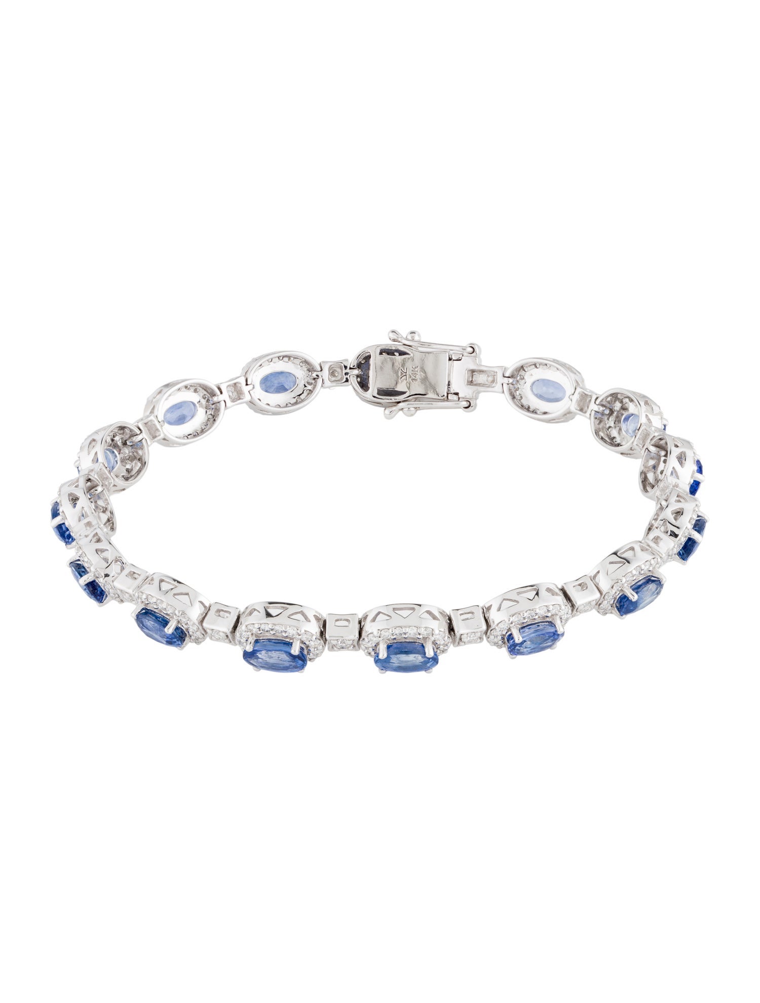 Bracelet 14K 6.48ctw Sapphire & Diamond Link Bracelet