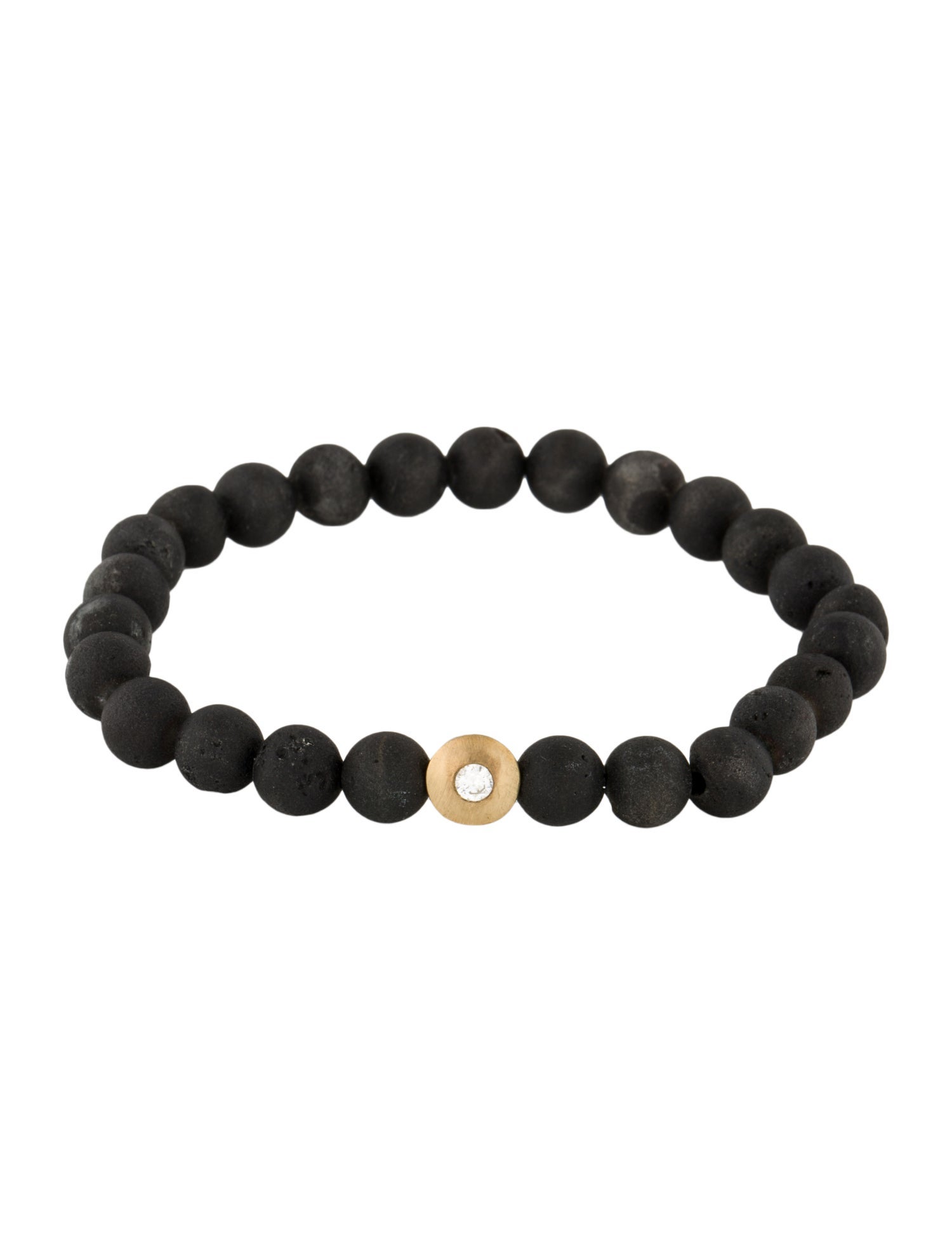 Bracelet 10K Lava & Diamond Bead Bracelet