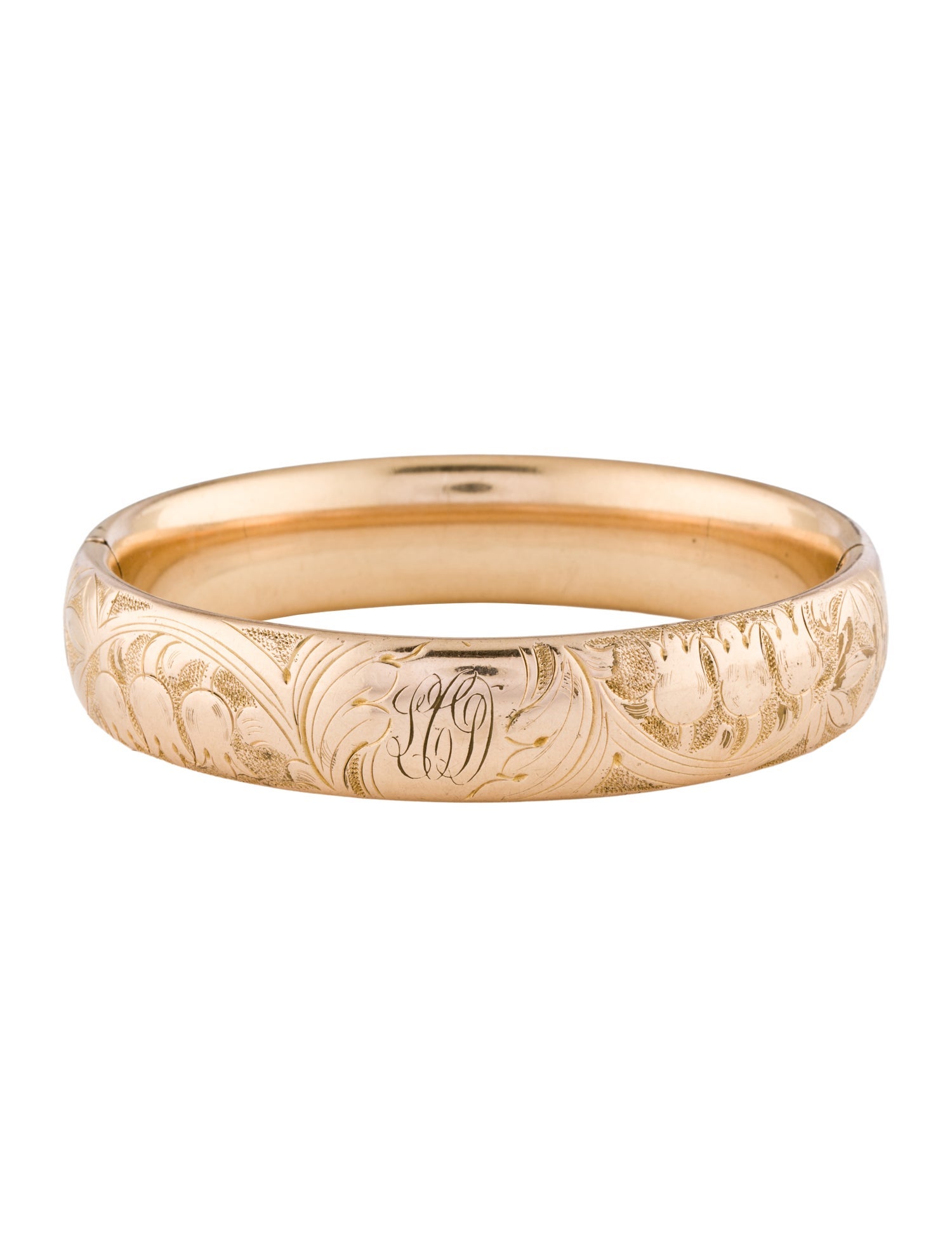 Bracelet 10K Engraved Hinged Bangle Bracelet