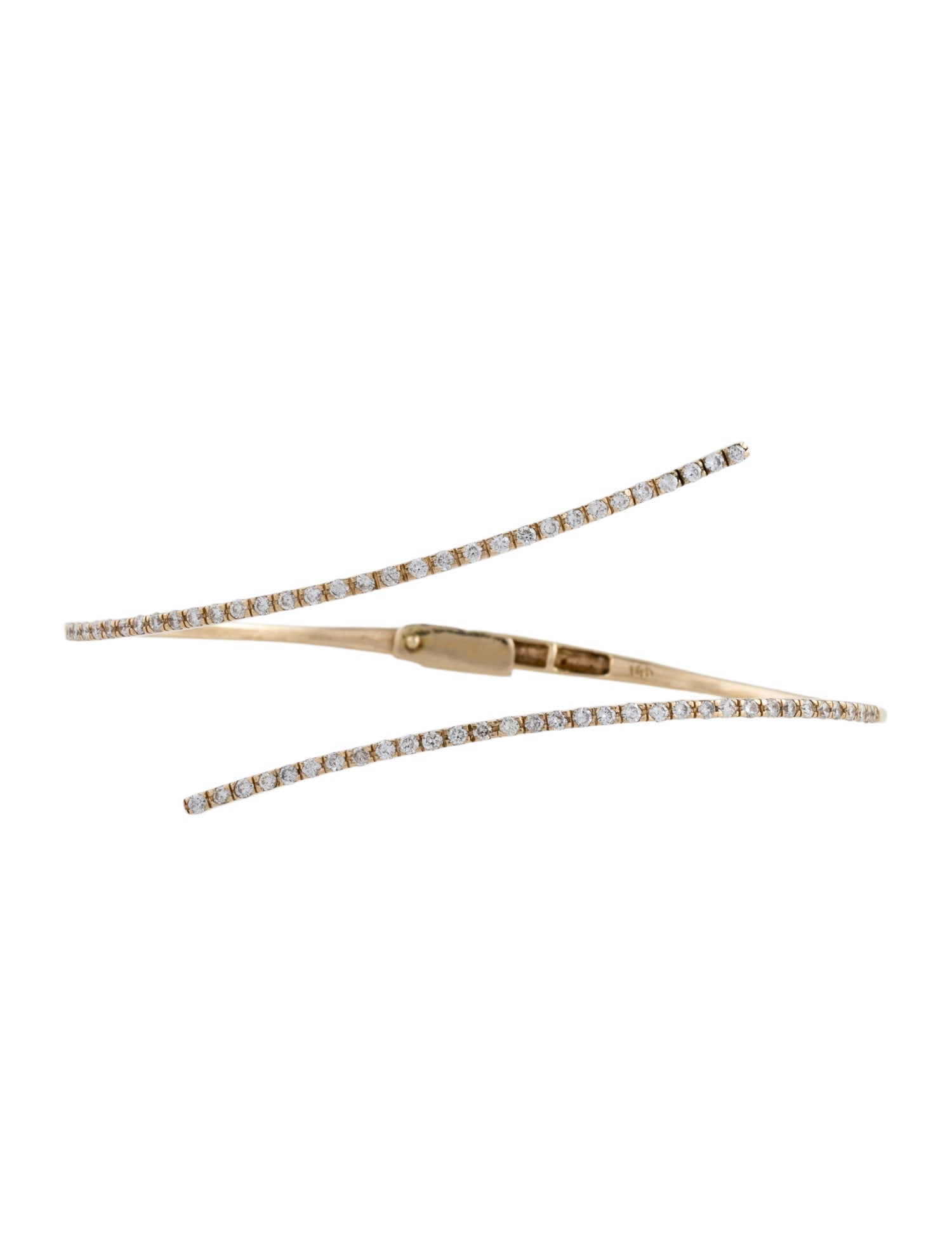 Bracelet 14K Diamond Pavé Bypass Hinged Cuff