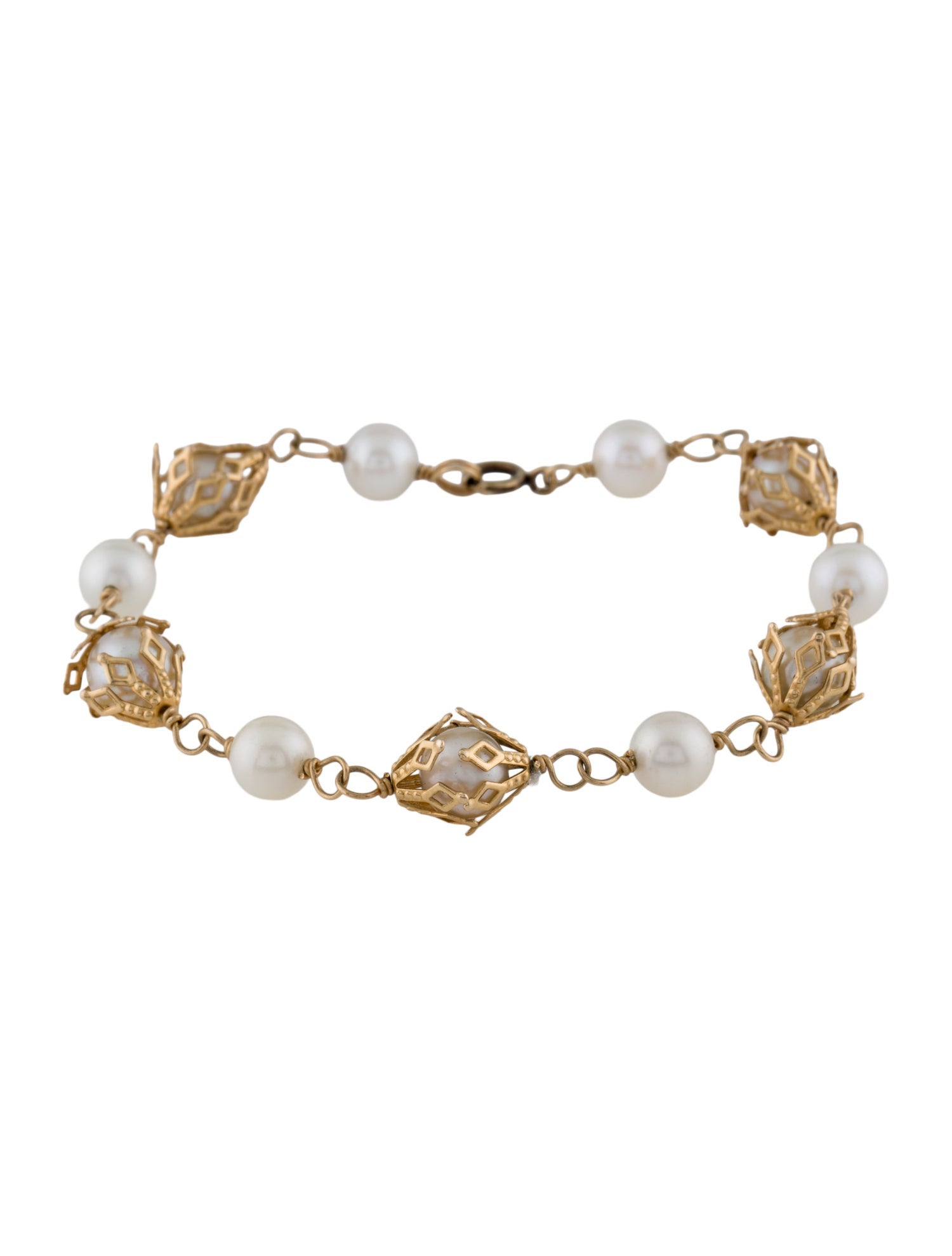 Bracelet 14K Pearl Link Bracelet