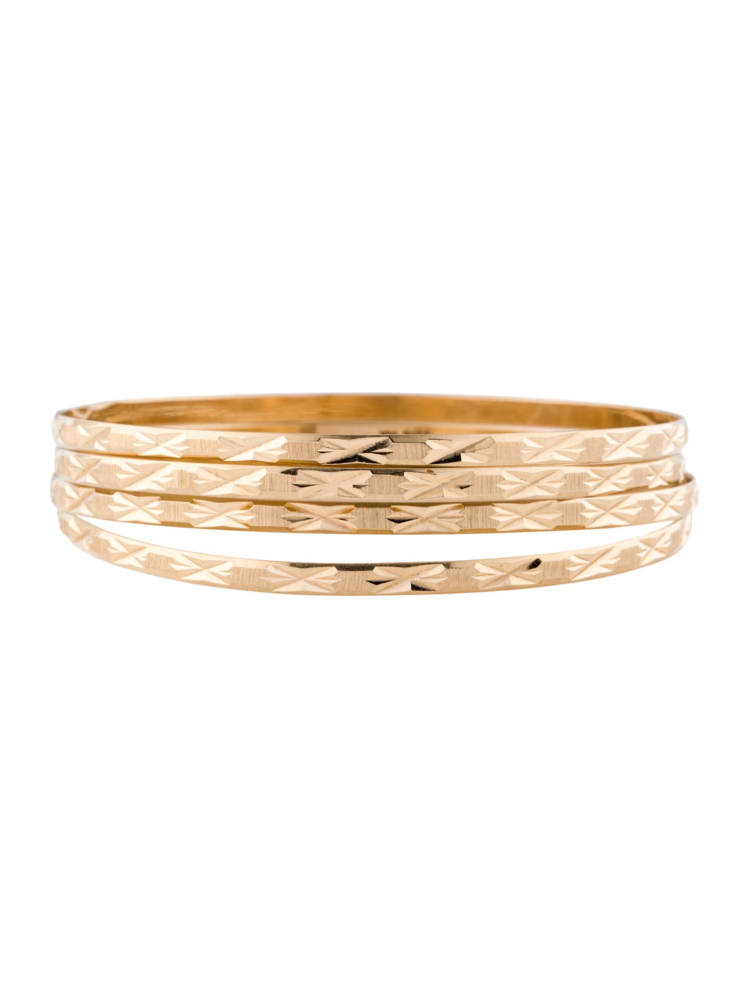 Bracelet 14K Textured Bangle Bracelets, Set of 4