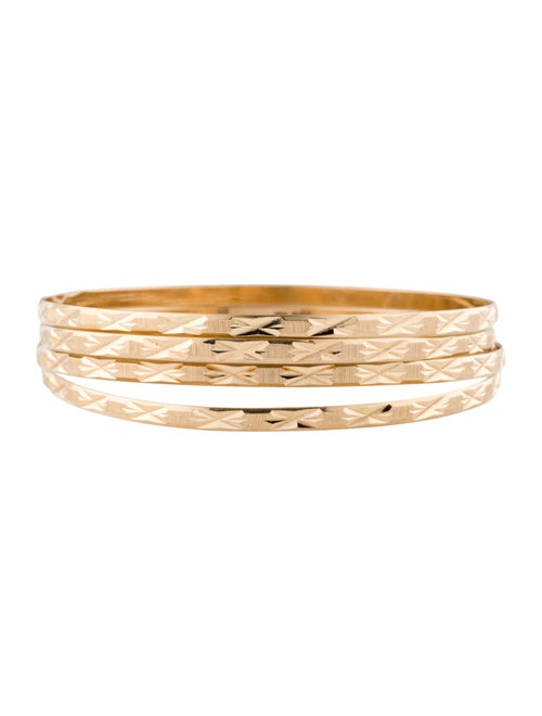Bracelet 14K Textured Bangle Bracelets, Set of 4