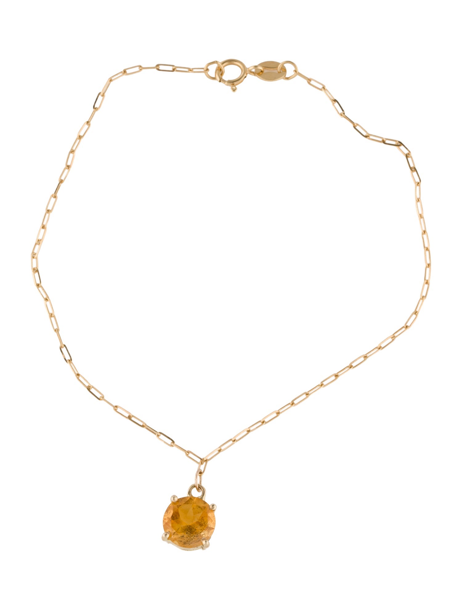 Bracelet 14K 1.06ct Citrine Charm Link Bracelet