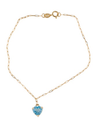 Bracelet 14K 1.00ct Topaz Heart Charm Link Bracelet