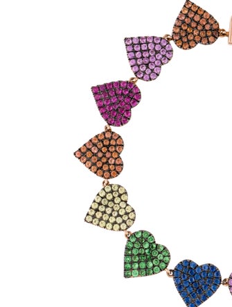 Bracelet 14K 2.72ctw Sapphire, Ruby & Tsavorite Garnet Heart Link Bracelet