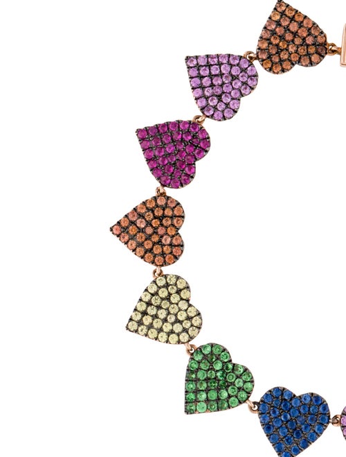 Bracelet 14K 2.72ctw Sapphire, Ruby & Tsavorite Garnet Heart Link Bracelet